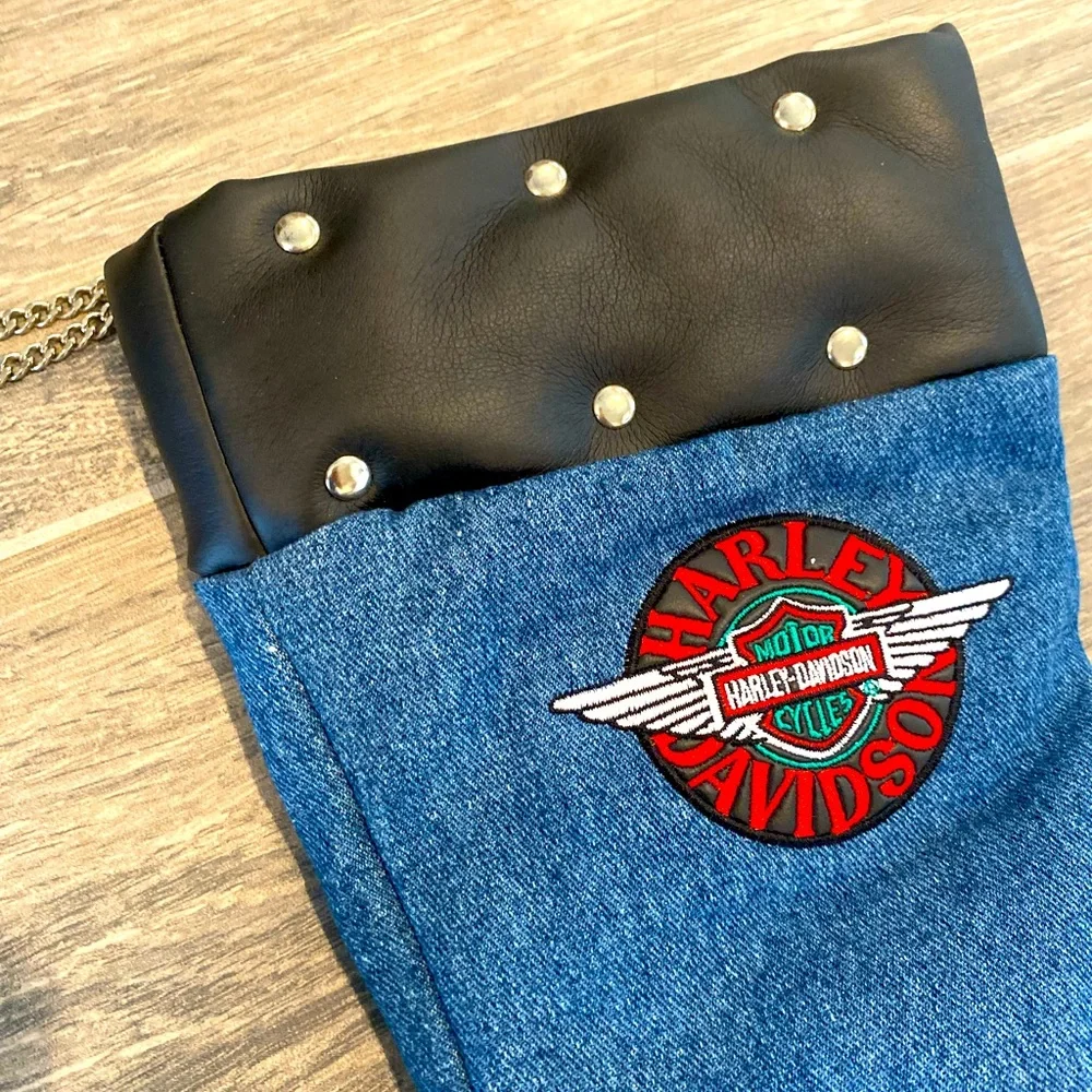 Harley Davidson Denim Christmas Stocking Chain Hanger